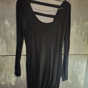 Soprano Black Long Sleeve Dress with Strappy Neckline
